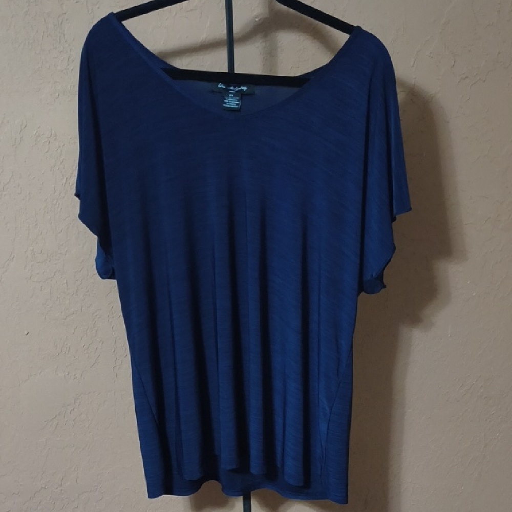 Elie McCarthy Women's Blue Short Sleeve Top Size 2X